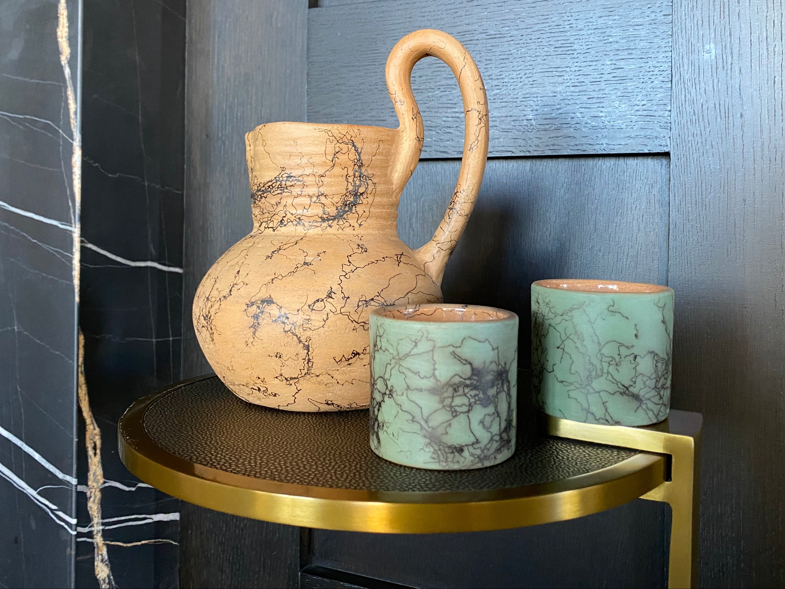 Raku Pitcher and Mug (smaller set)