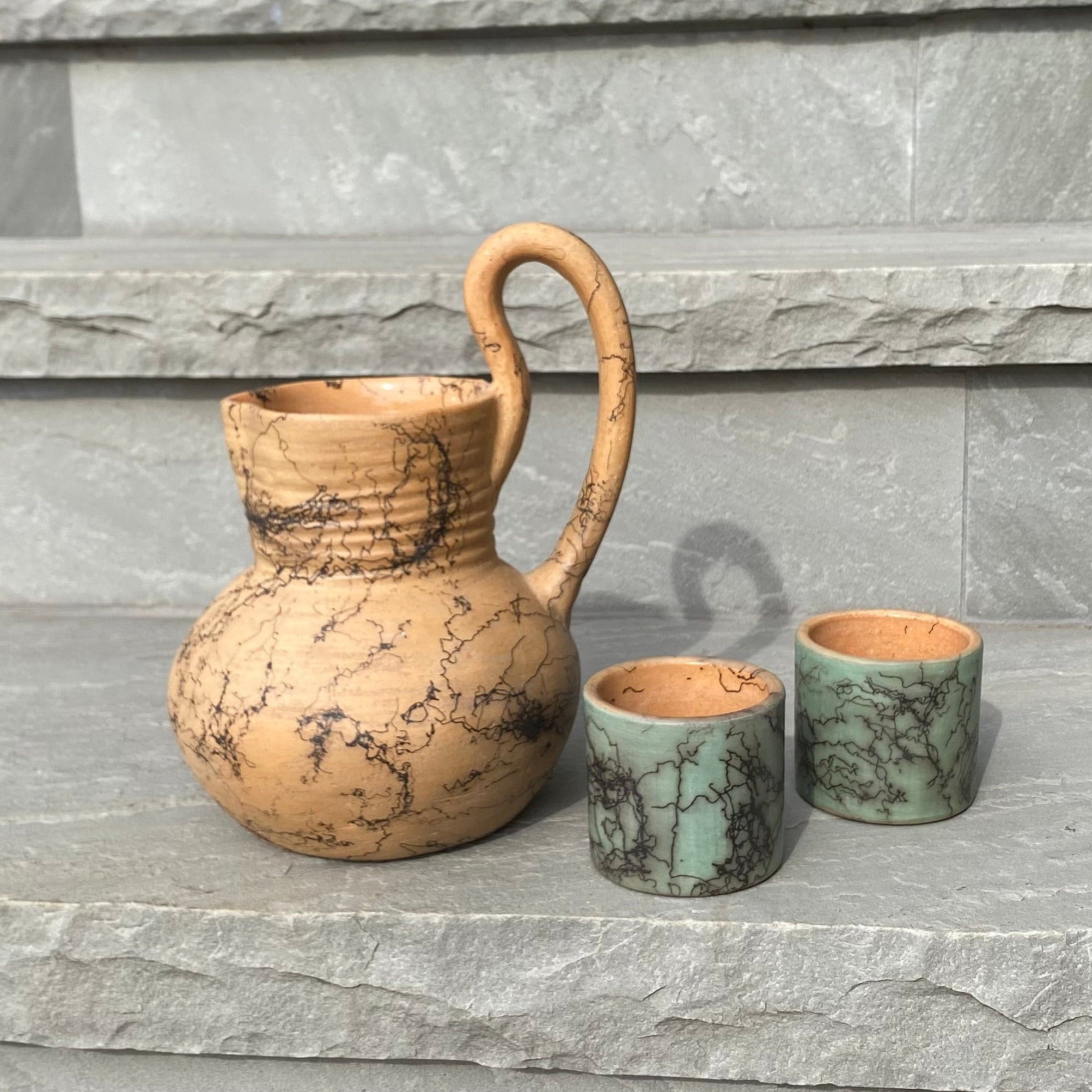 Raku Pitcher and Mug (smaller set)